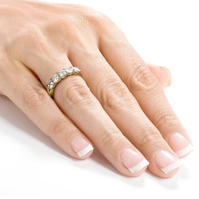 4/5 Carat Round Brilliant Moissanite Wedding Band in 14K Yellow Gold W428318