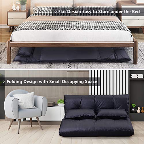 5-Position Folding Chaise Lounge with Adjustable Back & Steel Frame Black J642186