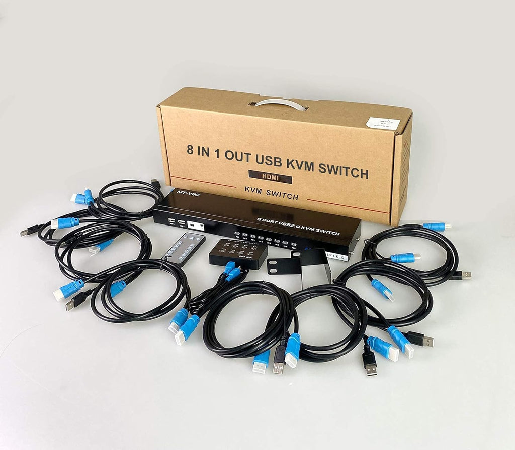 8 Ports 4K 30Hz HDMI KVM Switch with Cables J7059