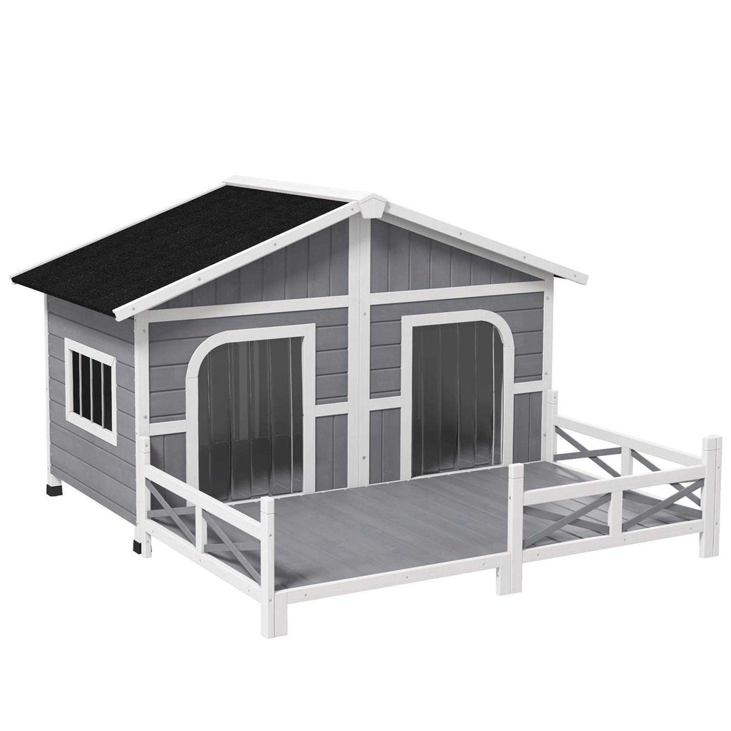 Large Wood Dog House with Porch Deck O635