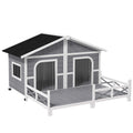 Large Wood Dog House with Porch Deck O635