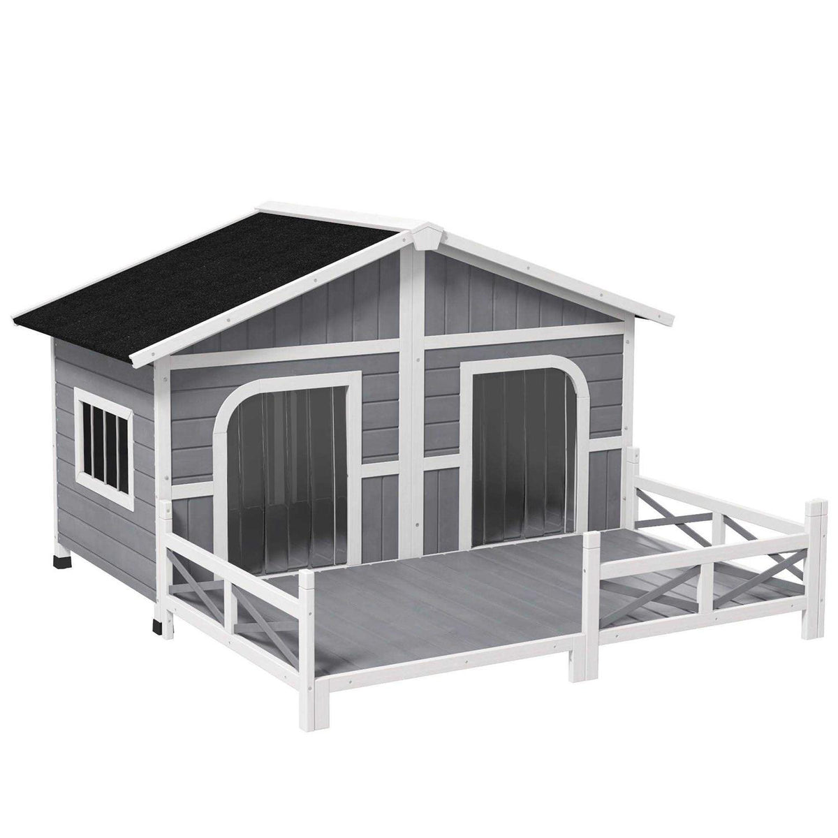 Large Wood Dog House with Porch Deck O635