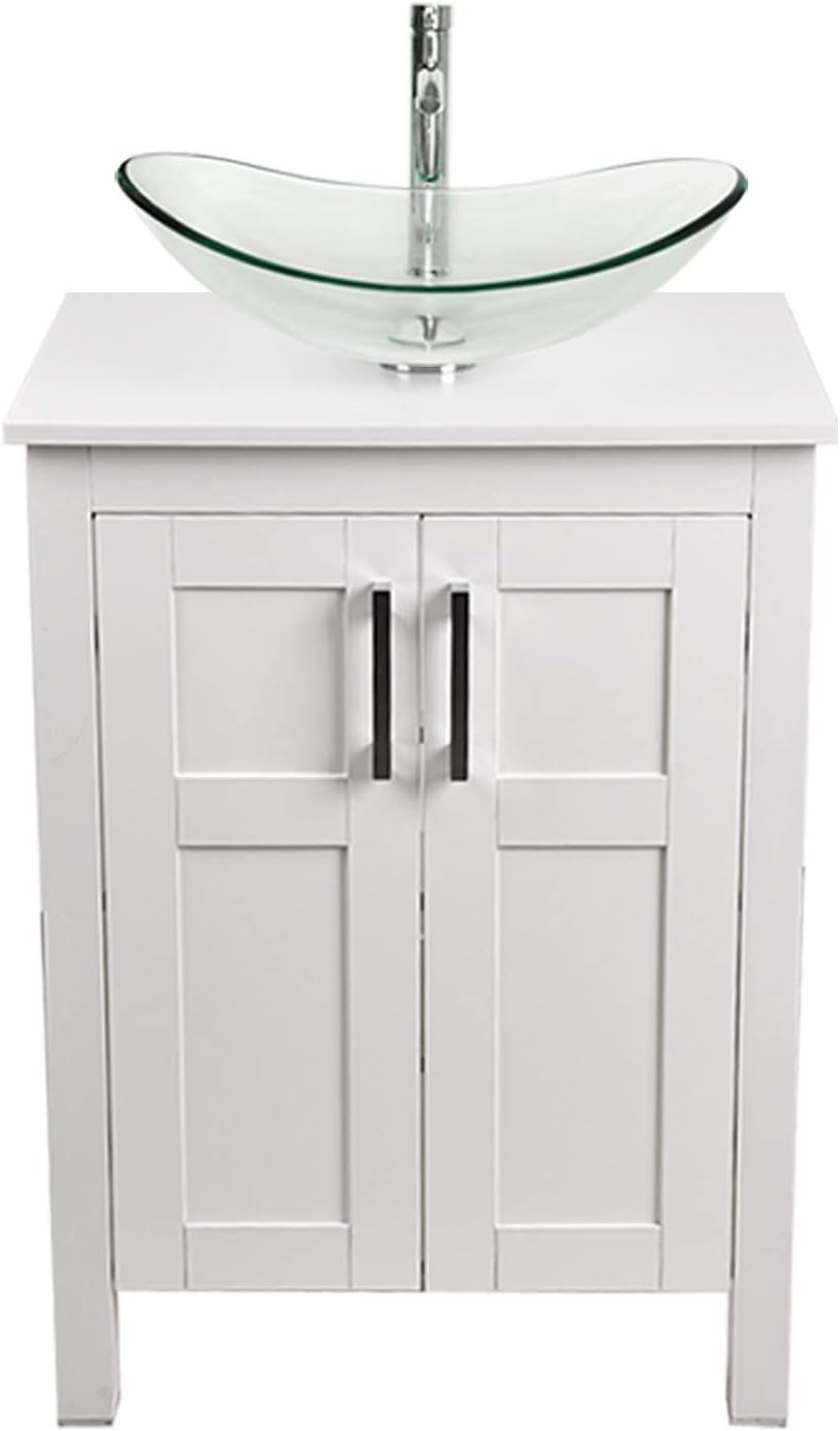 24 Inches White Single Bathroom Vanity Set with Top and 2-Door Cabinet P18900