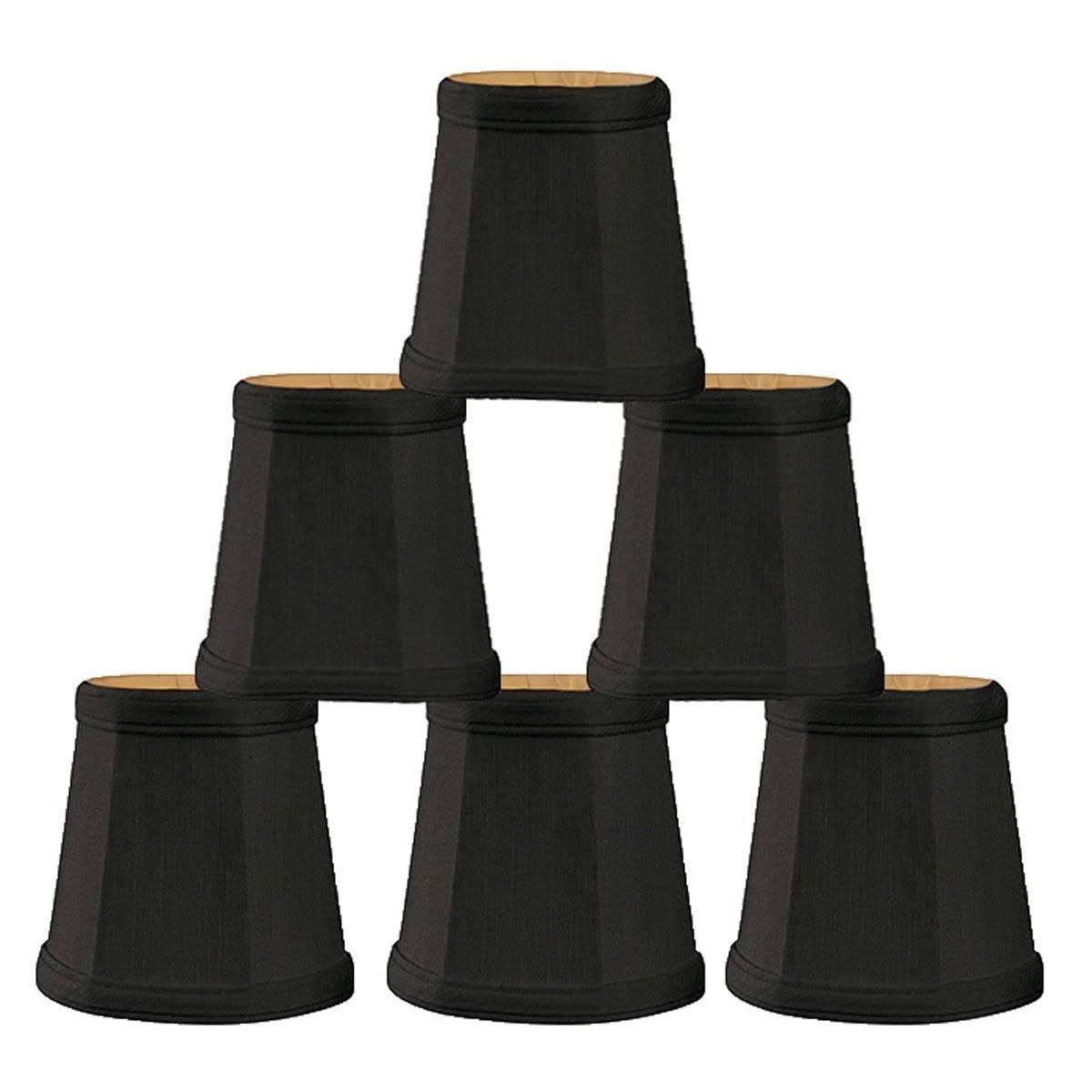 Silk Bell Candelabra Shade Set of 6 Black Gold Z7016