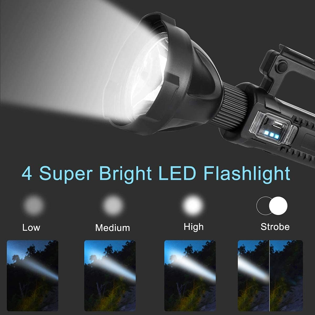 Rechargeable LED Spotlight Flashlight 90000 High Lumens IPX5 Waterproof V7401