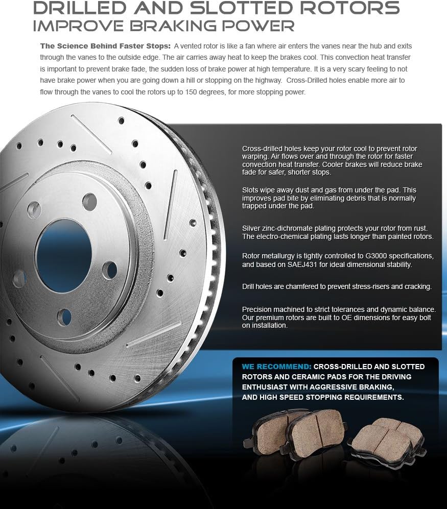 Powder Coated Red Calipers Rotors Ceramic Pads Kit K60600