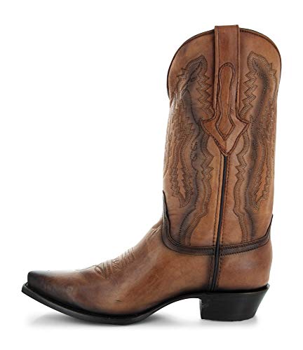 Tan Genuine Leather Snip Toe Cowboy Boots X516717
