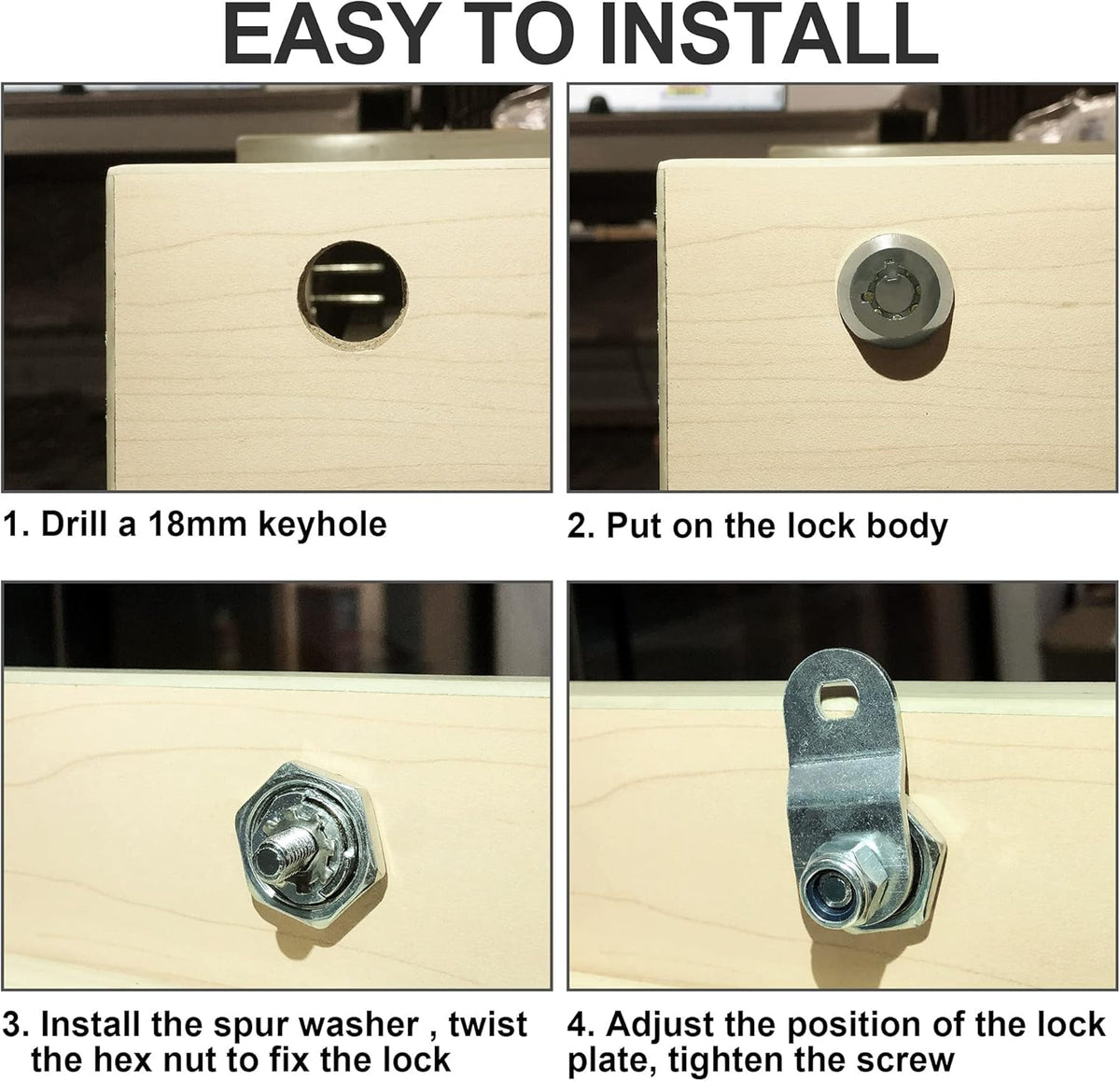 6 Pack 1-1/8 Inch Keyed Alike Zinc Alloy Cam Lock G6320