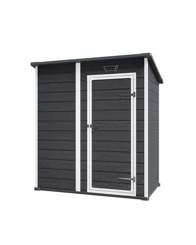 Black and White 4x6 Resin Outdoor Storage Shed O202