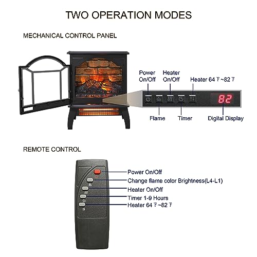 1500W Infrared Freestanding Electric Fireplace Stove Heater with Remote Y3112