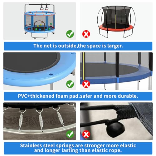55" Small Trampoline with Enclosure Net and Basketball Hoops N69160