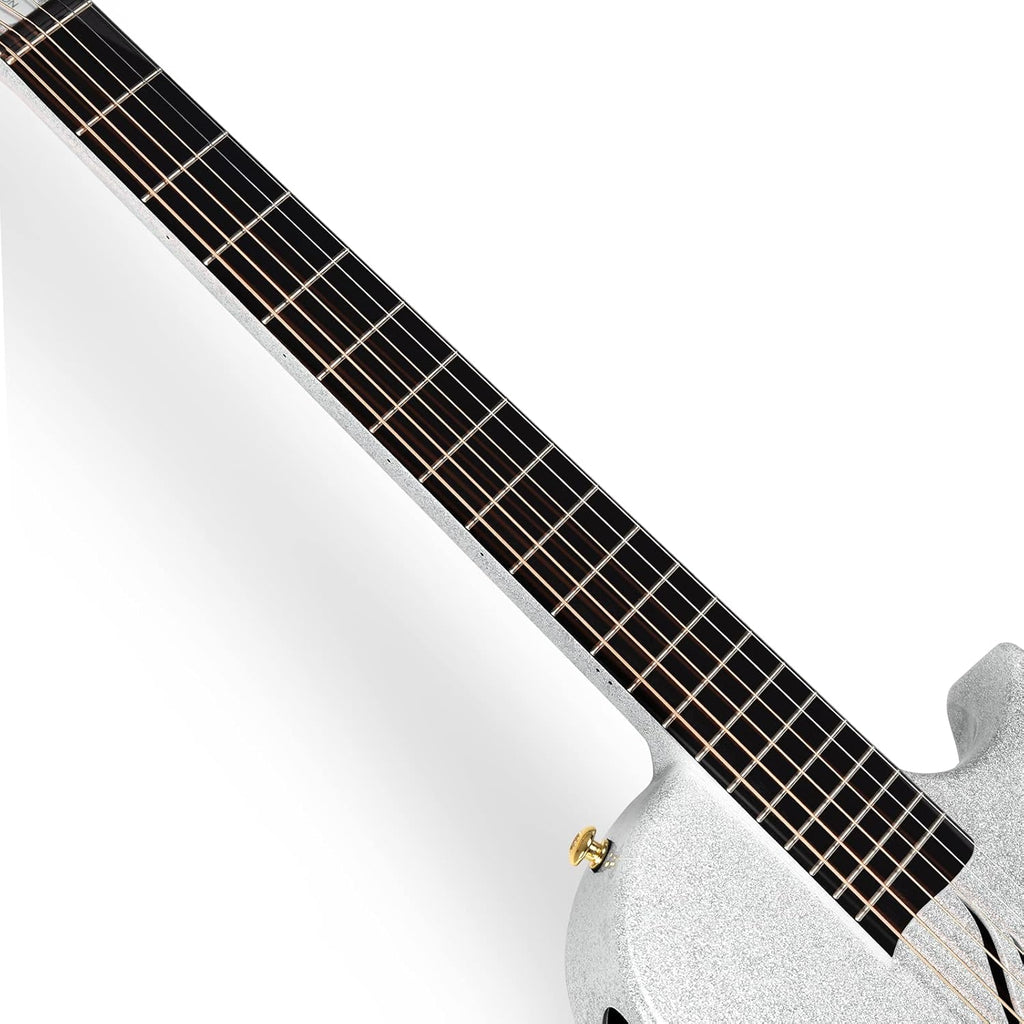 Carbon Fiber Acoustic Electric Guitar with Gig Bag, Strap, Strings, Instrument Cable (Sparkling Silver) L30161