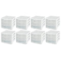 ClearView Compact Stacking 3 Drawer Storage Organizer System, White (8 Pack) N9645
