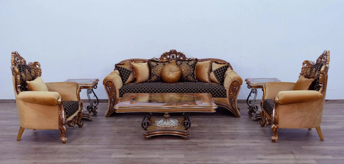 Black Brown Gold Sofa Set X258207