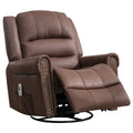 Brown Leather Swivel Rocker Recliner with Massage & Heating Z268