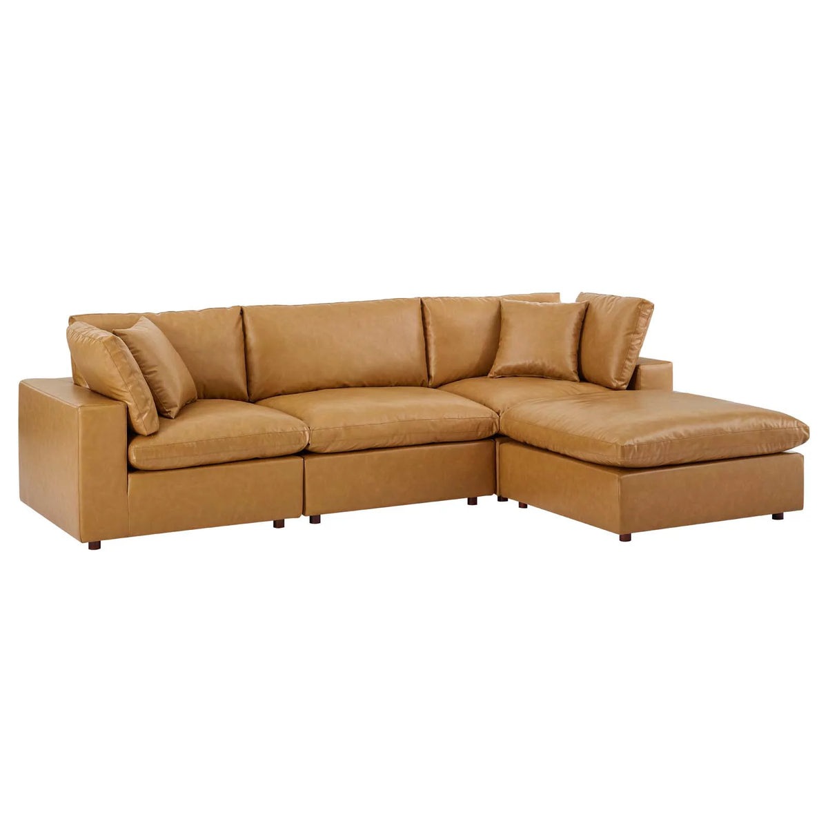 Tan Vegan Leather 4-Piece Sectional Sofa X1469