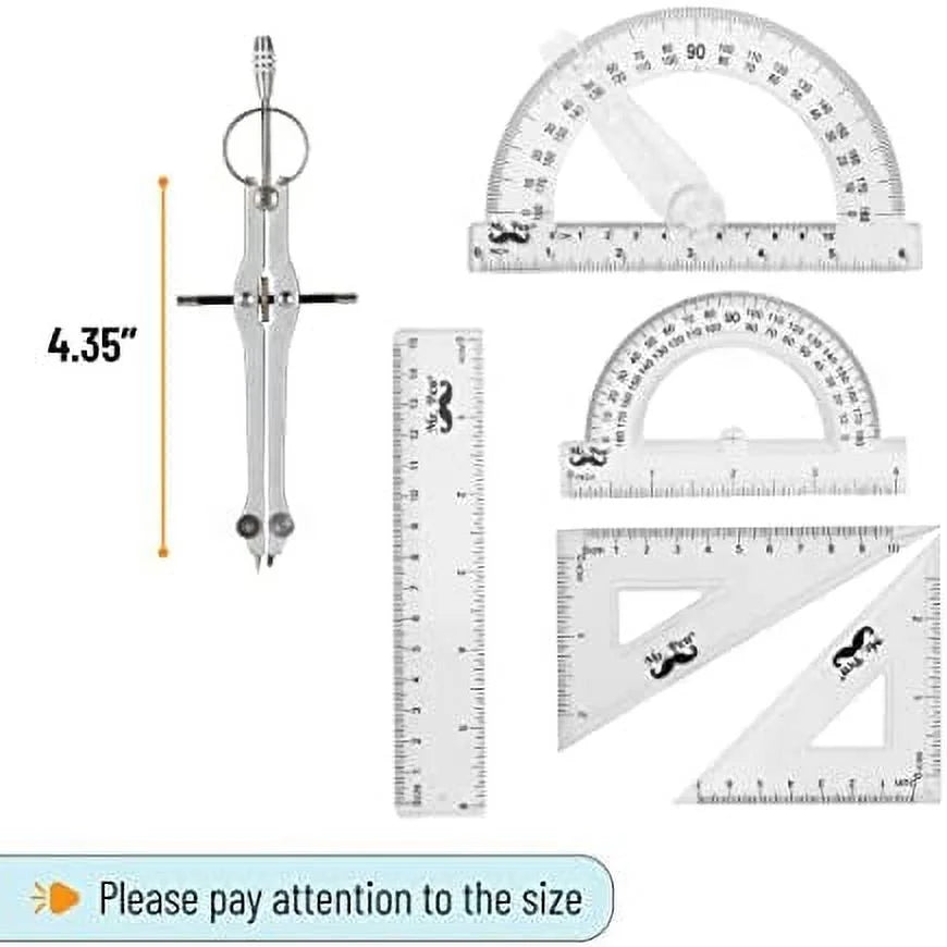 15 Piece Geometry Set with 6 Inch Swing Arm Protractor N193
