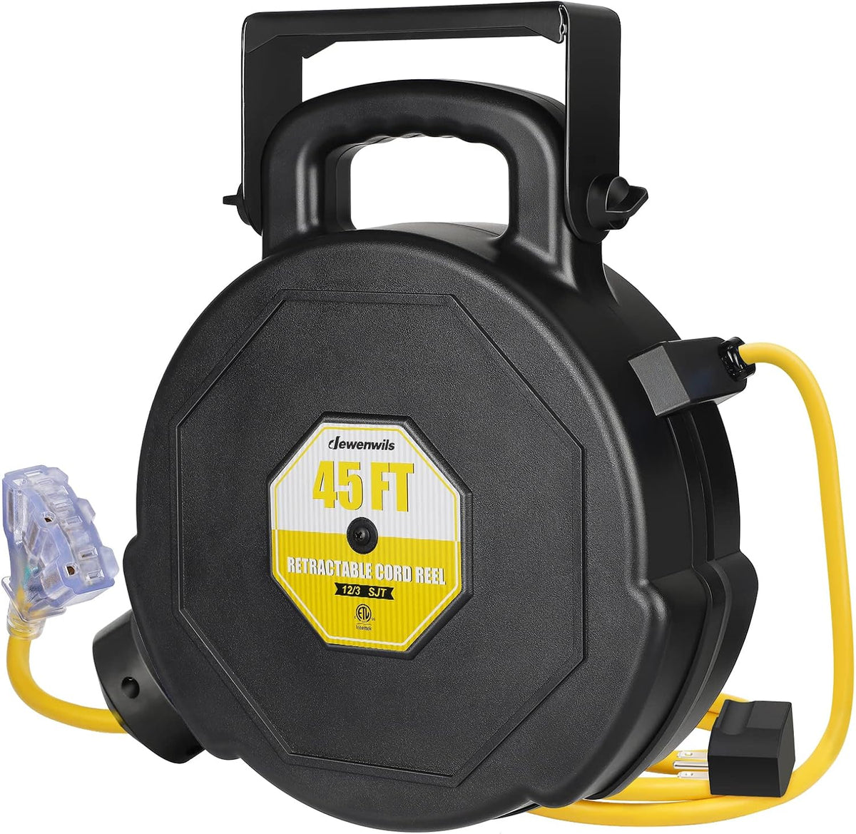 45FT Heavy Duty Retractable Extension Cord Reel with Triple Tap X8351