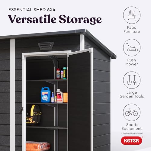 Black and White 4x6 Resin Outdoor Storage Shed O202