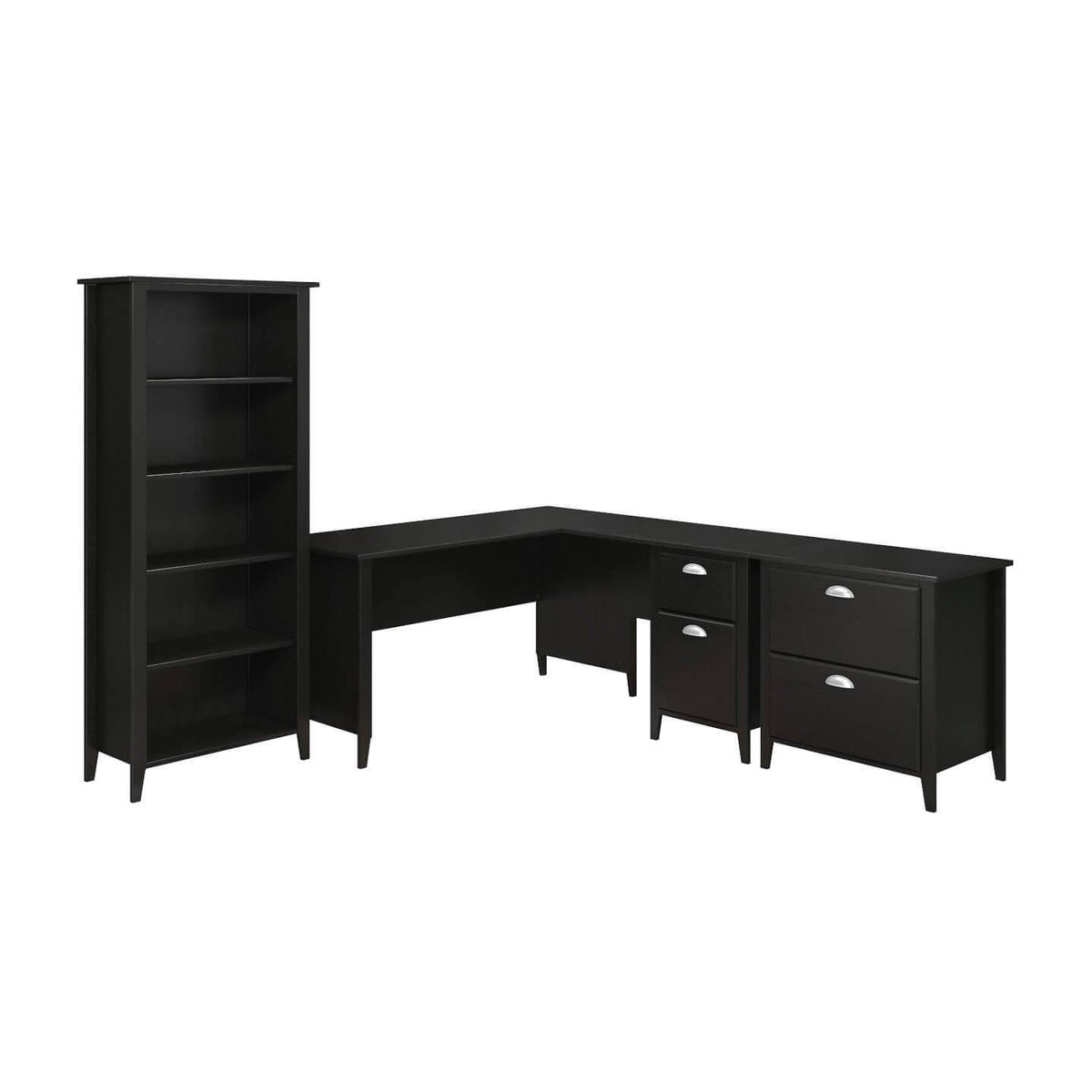 60W L Desk with Bookcase and Lateral File Y378