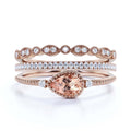 2.10 Carat Pear Cut Morganite And Diamond Moissanite Engagement Ring in 10k Solid Rose Gold W190