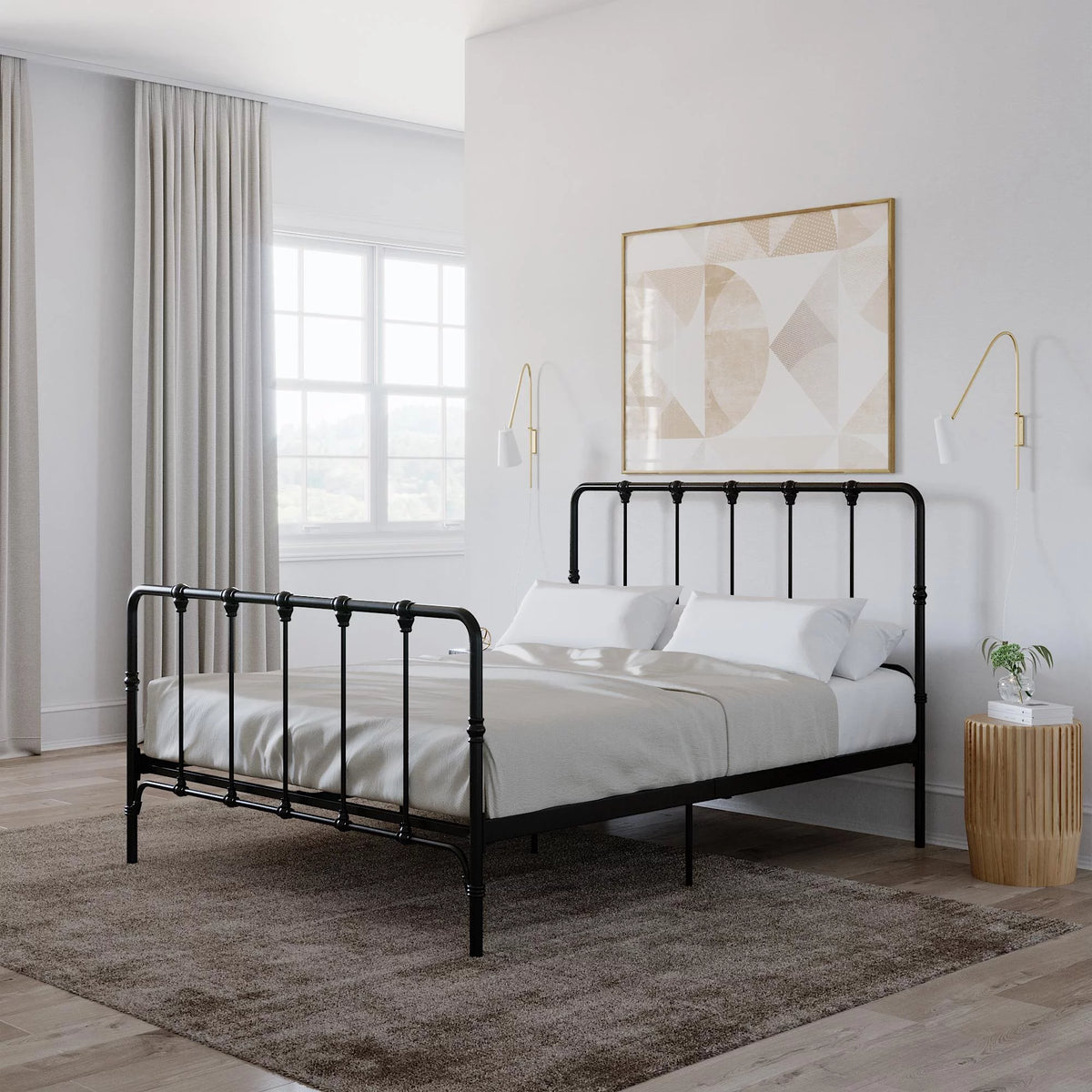 King Gray Metal Bed S70902