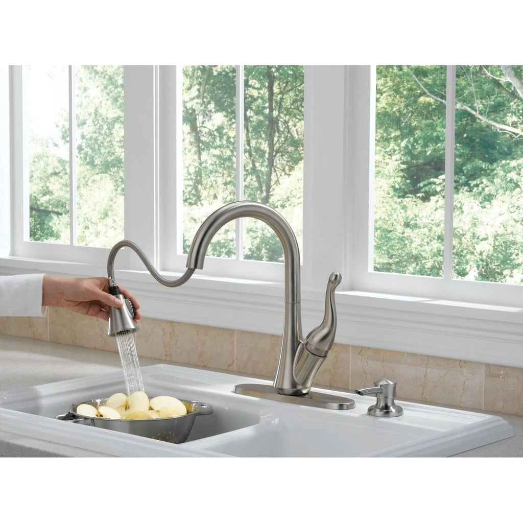 Single Handle Pull-Down Kitchen Faucet with Soap Dispenser Chrome I148535