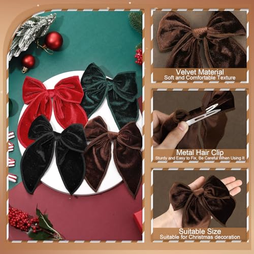4 Pcs Velvet Hair Bows W215