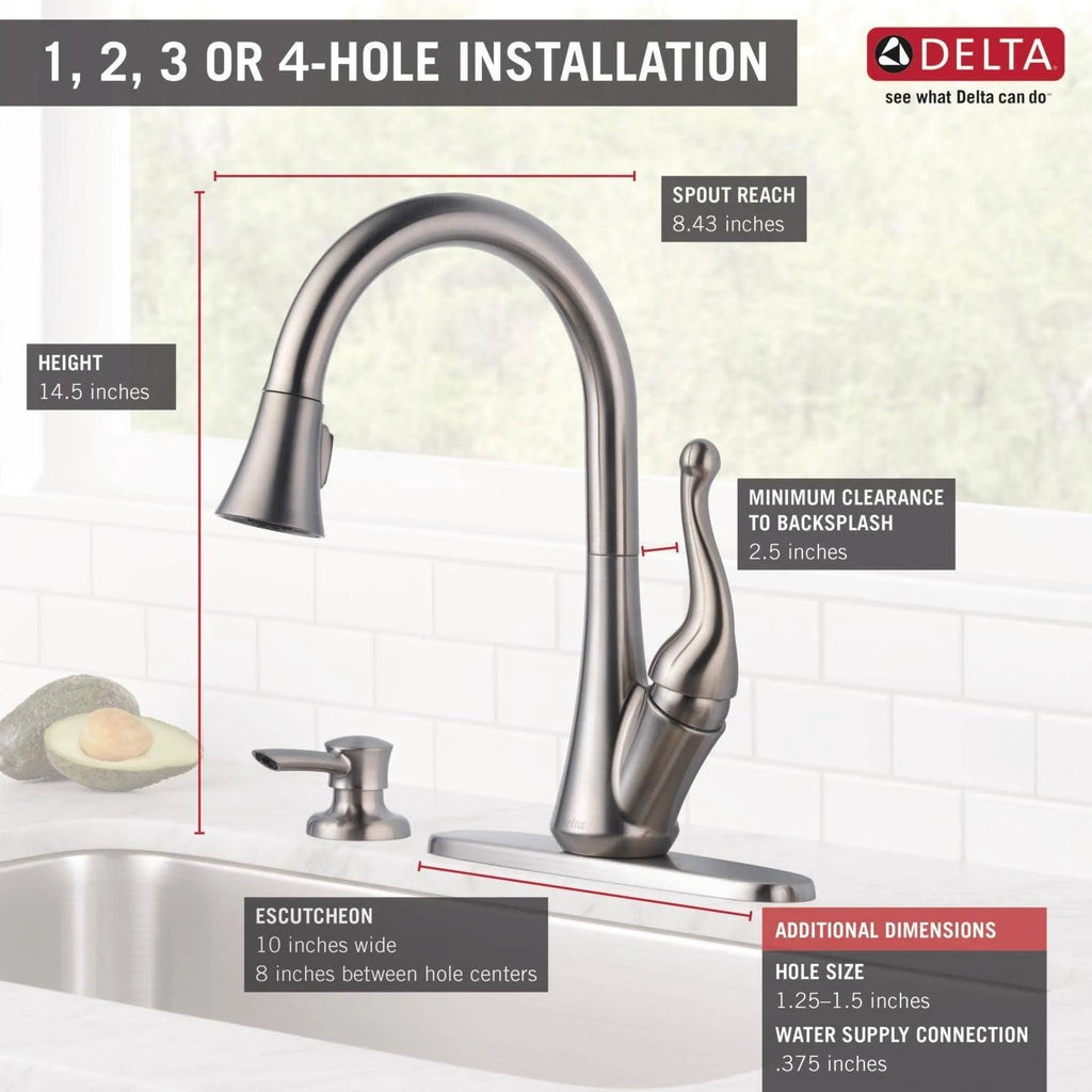Single Handle Pull-Down Kitchen Faucet with Soap Dispenser Chrome I148535