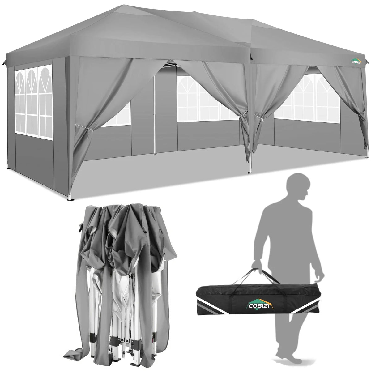 10x20 Pop up Canopy Tent with 6 Removable Sidewalls L6330
