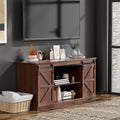 Brown TV Stand with Sliding Barn Doors and Storage Cabinets S3274