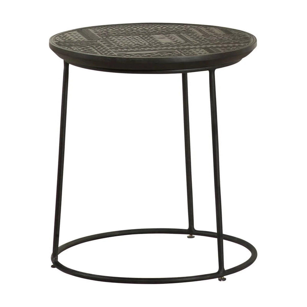 Round Wood Top Nesting Table in Matte Black C43368