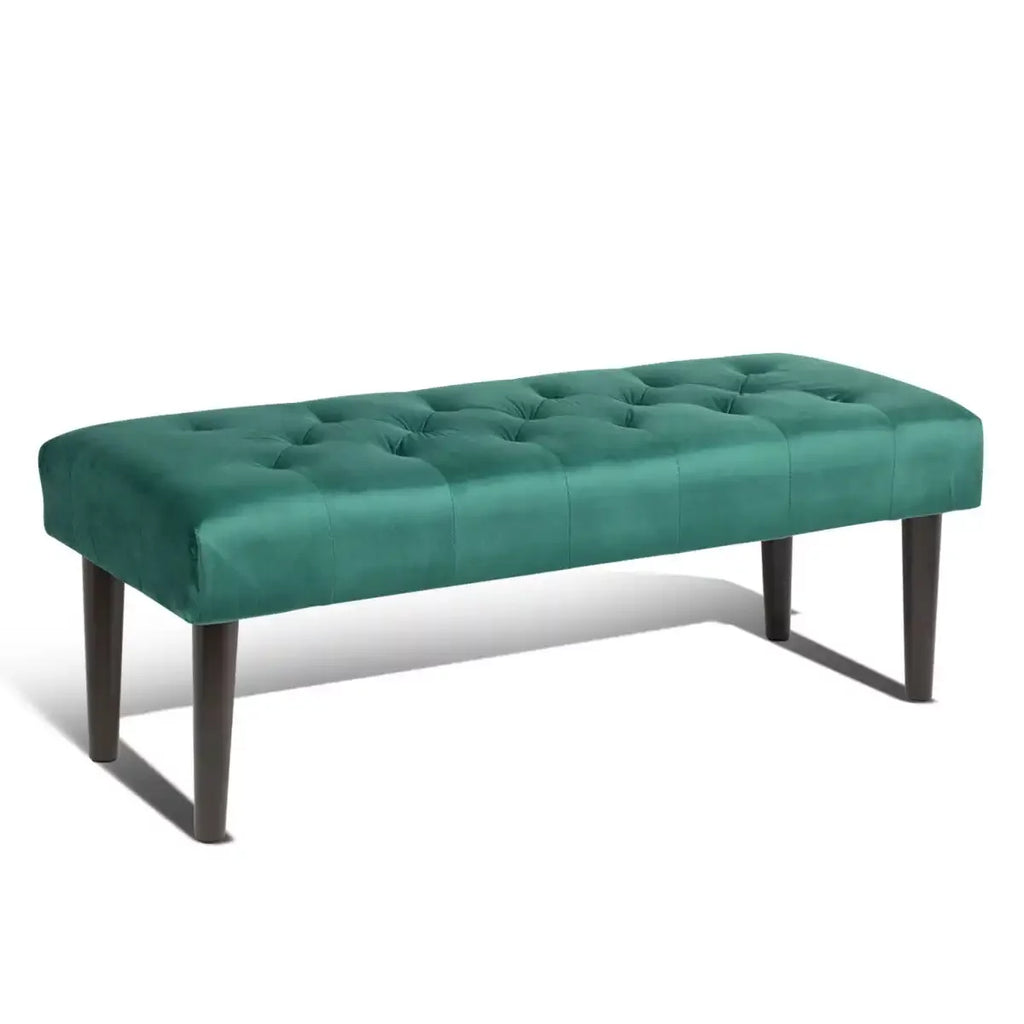Green Velvet Upholstered Bench with Wooden Legs N772023