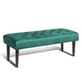 Green Velvet Upholstered Bench with Wooden Legs N772023