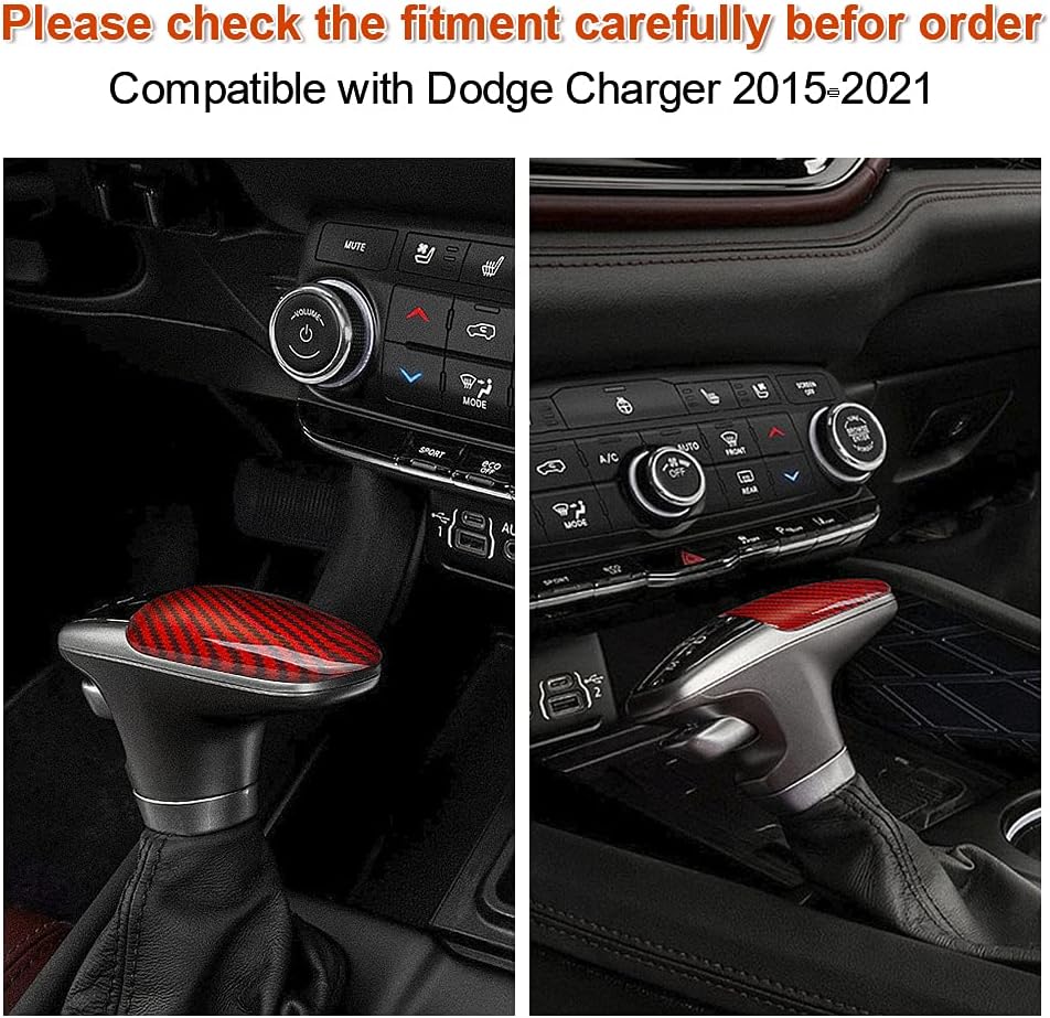 Red Carbon Fiber Gear Shift Knob Cover Trim D90644