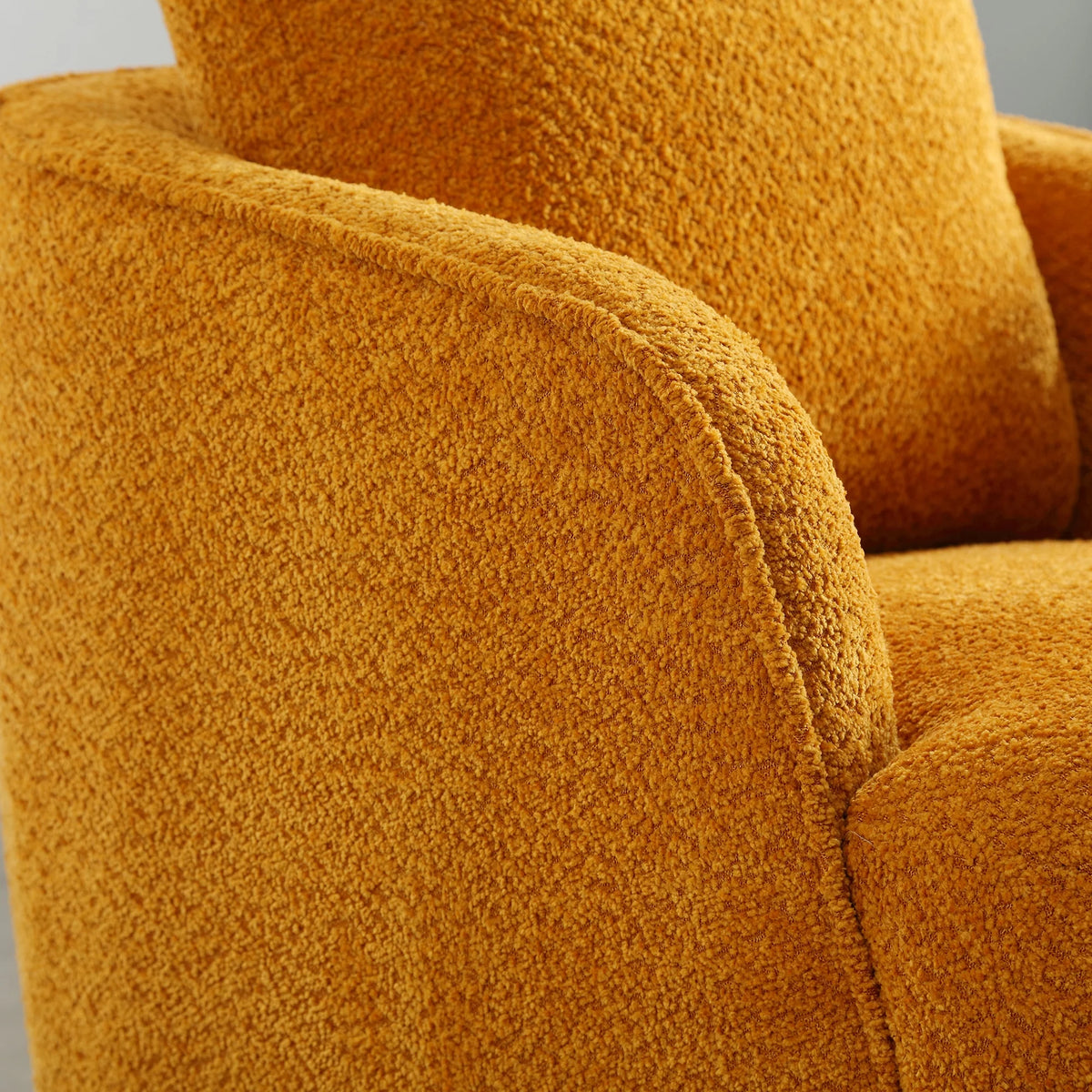Soft Boucle Upholstered Swivel Barrel Chair D2639