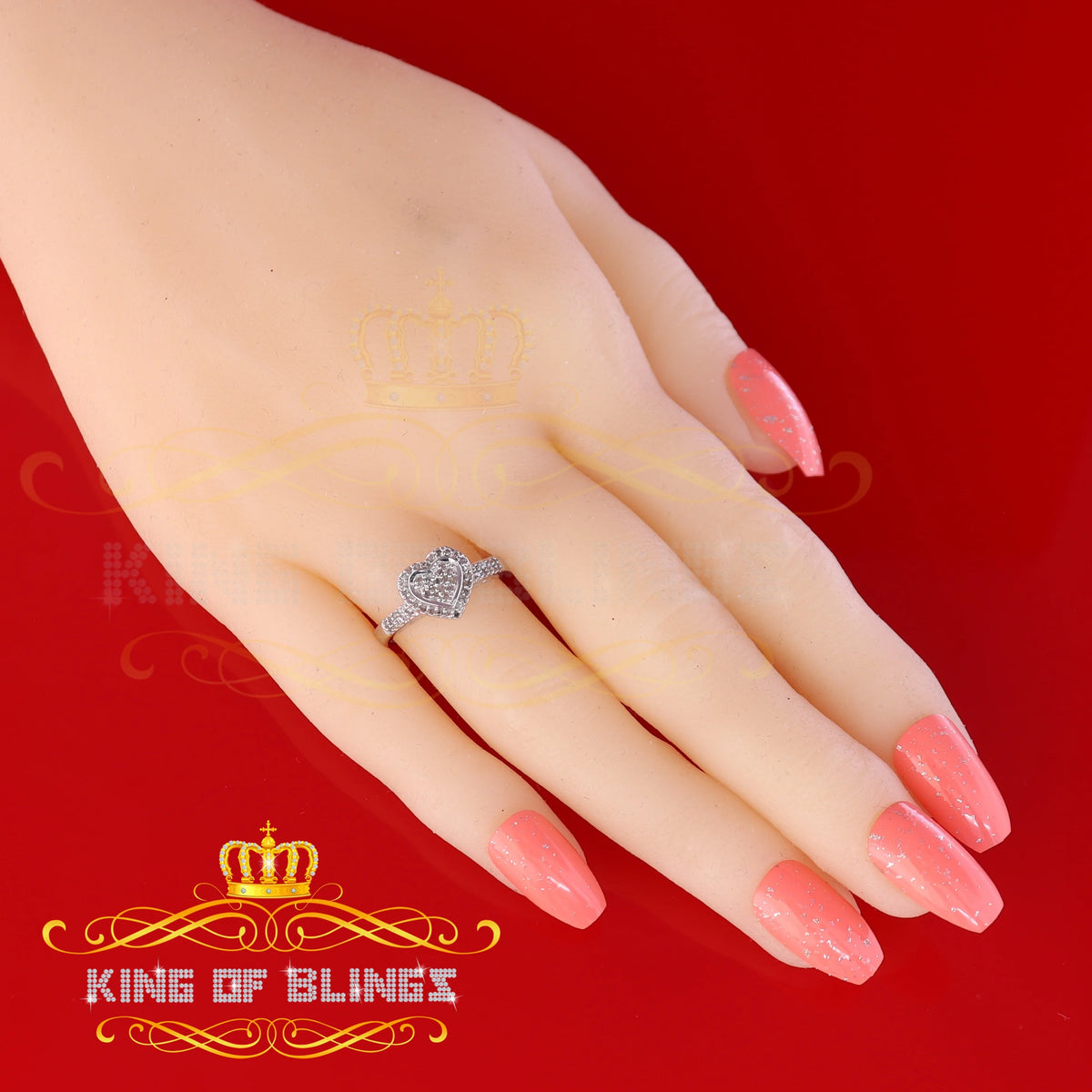 0.25 CT Real Diamond 925 Sterling Silver White Heart Ring Size 7 Q816363
