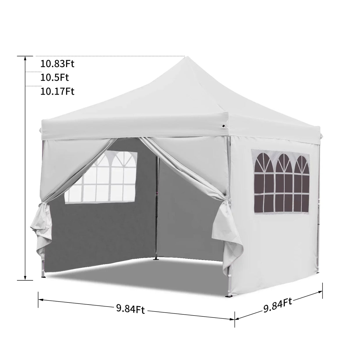 10' x 10' Pop up Canopy Tent with 4 Side Panels, White O205