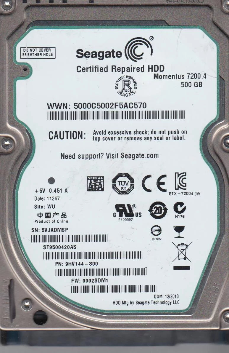 500GB SATA 2.5 Hard Drive I927448