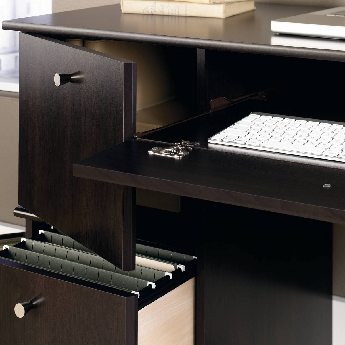 Computer Desk with Keyboard Tray in Cinnamon Cherry J545938