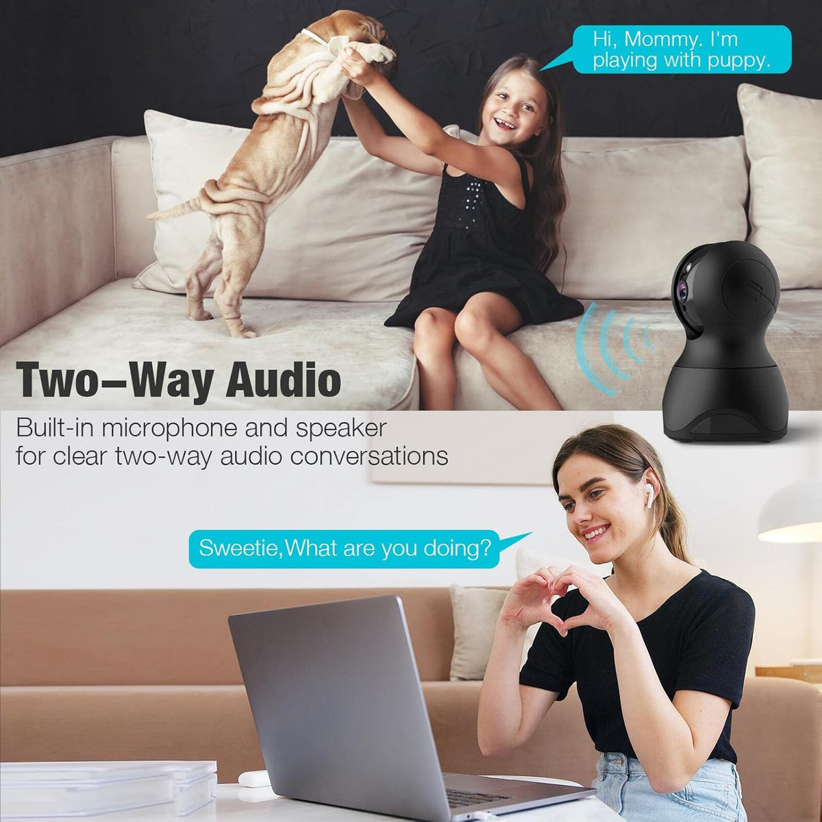 1080P WiFi Pan/Tilt Pet Camera with Night Vision C331153