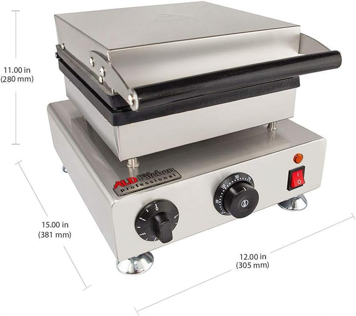 Belgian Waffle Maker, Stainless Steel Nonstick, 110V (4 X Squares) R34647