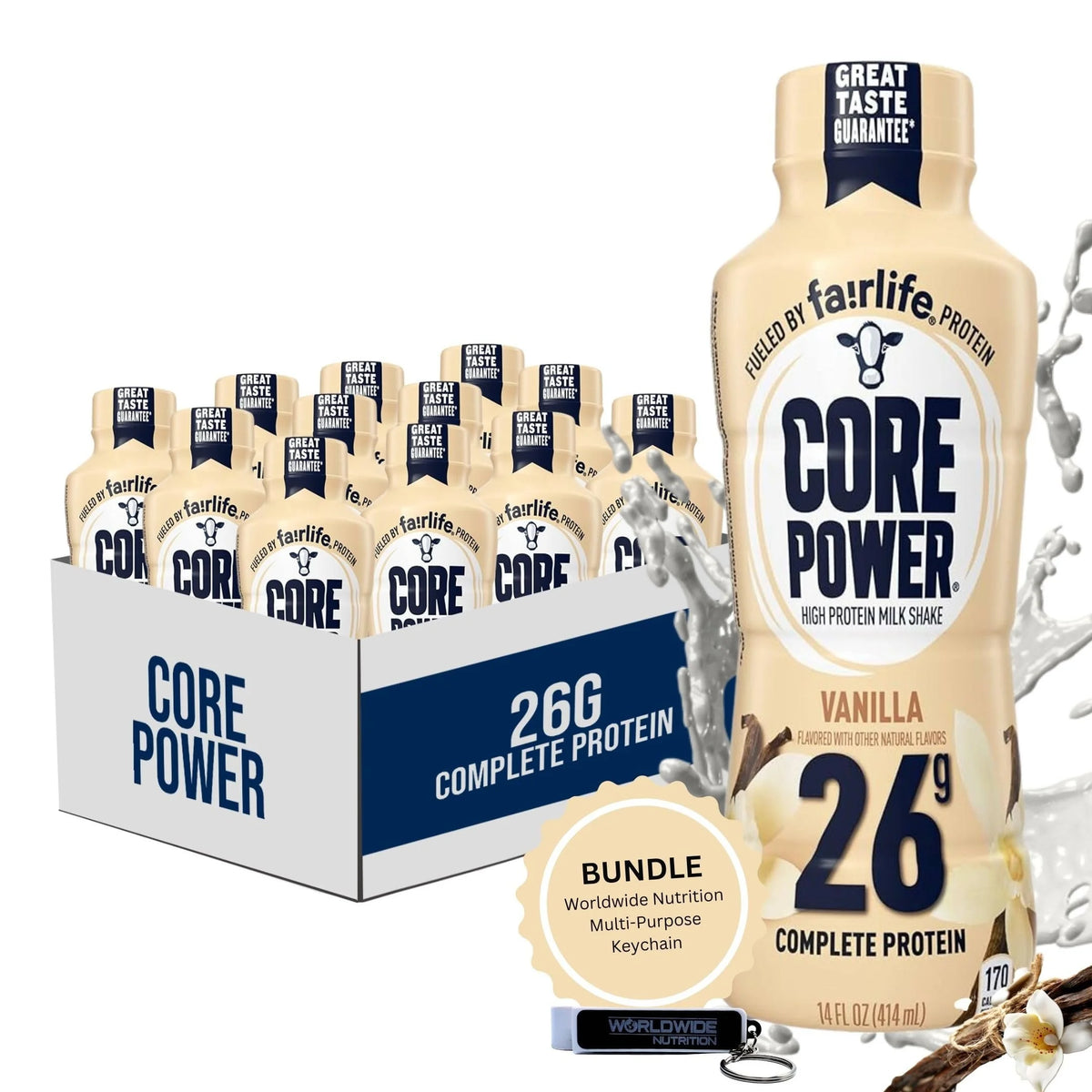 26g Protein Milk Shakes Vanilla 14 Fl Oz Pack of 12 Y8850