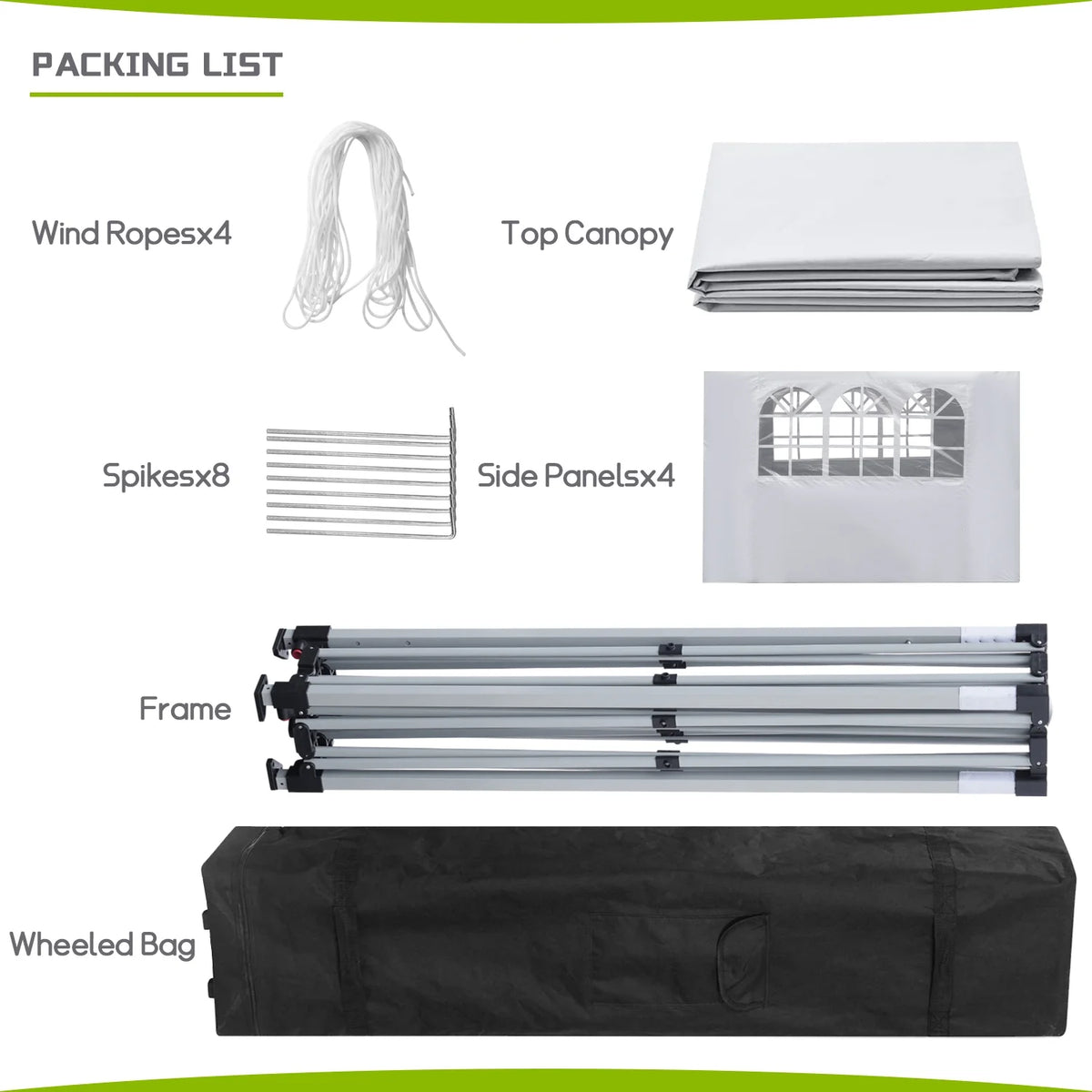 10' x 10' Pop up Canopy Tent with 4 Side Panels, White O205