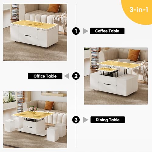 Black Lift-Top Coffee Table with Hidden Storage Y5458