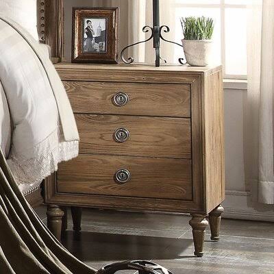 3-Drawer Nightstand in Brown X697907