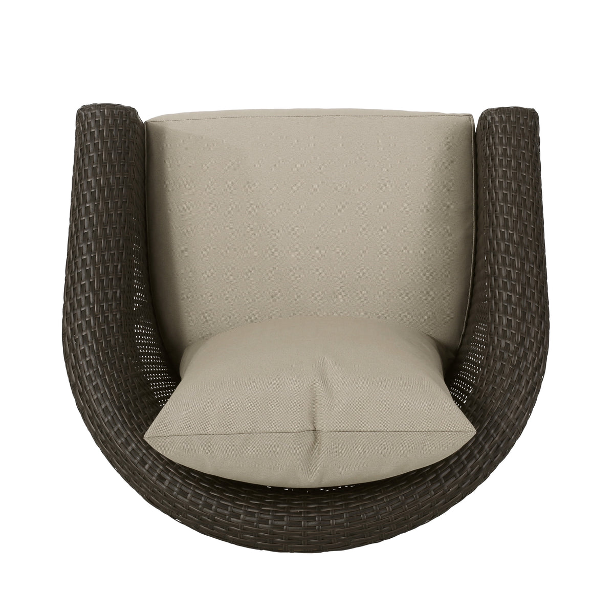 Mixed Brown and Mixed Khaki Wicker Swivel Club Chair J6642