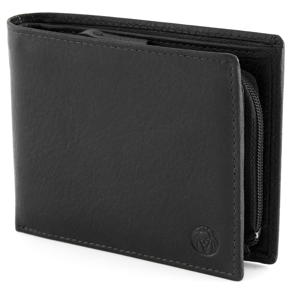 Black Inside Zip California Leather Wallet V393089