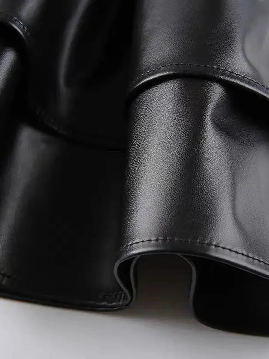 Grunge Lace Up Pu Leather Skirt Q3919