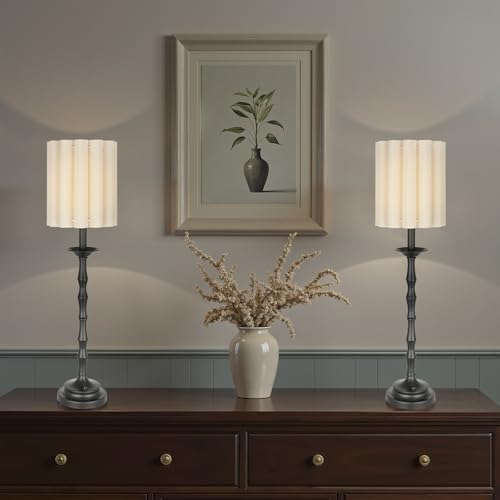Black Scalloped Table Lamp with Bamboo Lamp Post L27165